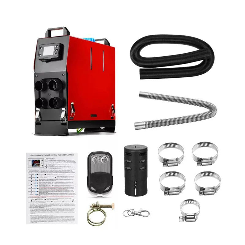 Red parking heater vertical integrated machine with remote control for car warm air blower
