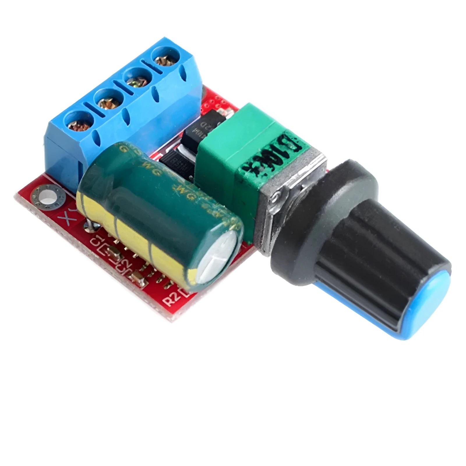 PWM DC motor governor speed controller with adjustment knob measuring 30x26x14mm