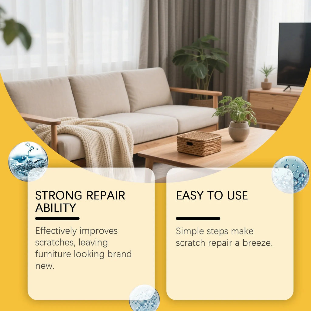 Wooden furniture scratch care agent in 100ml bottle with microfibre towel for cleaning and polishing