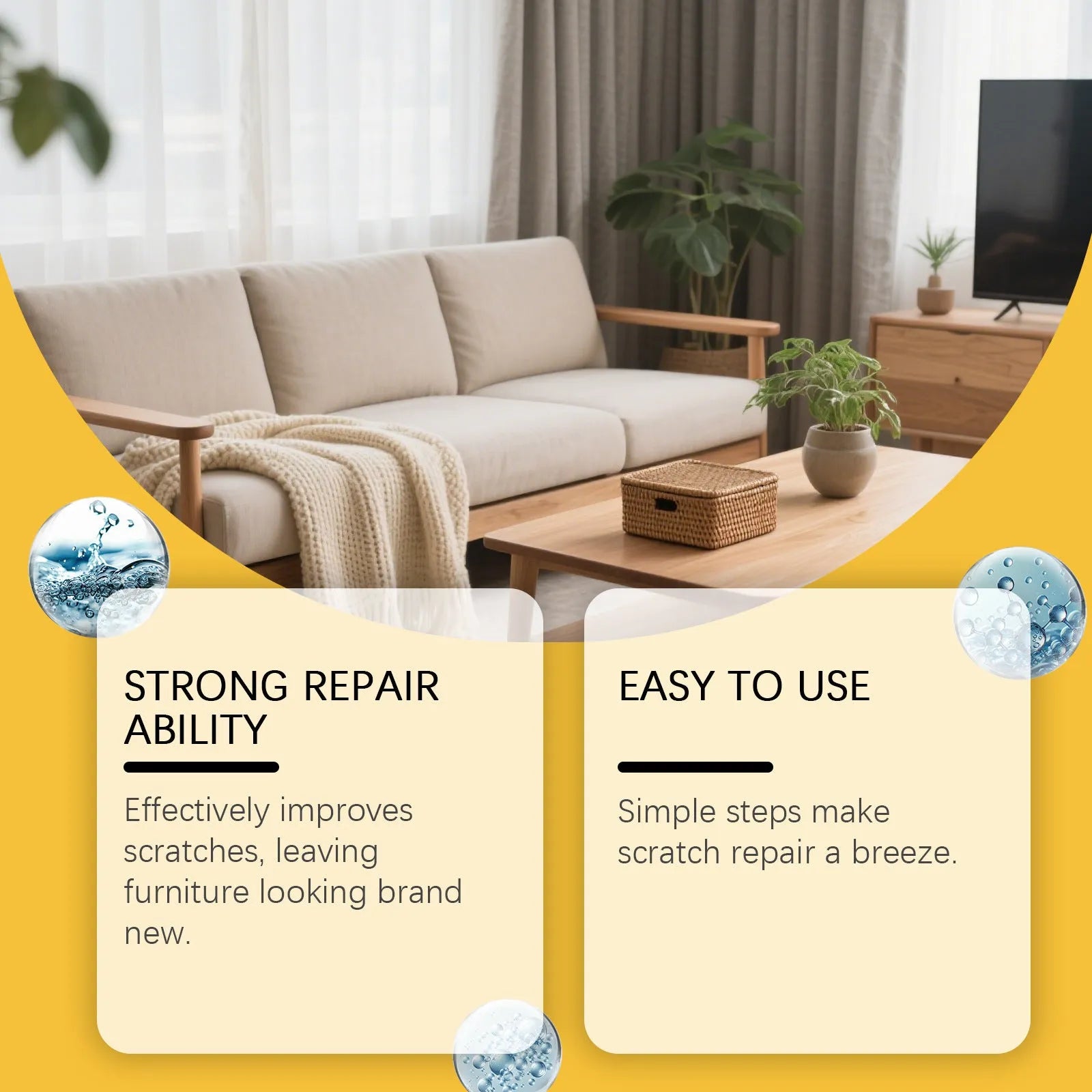 Wooden furniture scratch care agent in 100ml bottle with microfibre towel for cleaning and polishing