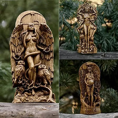 Small resin Greek goddess statue for altar or garden, 22cm tall in one of three colours