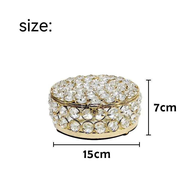 European style iron jewellery box with crystal glass lid in French gold colour