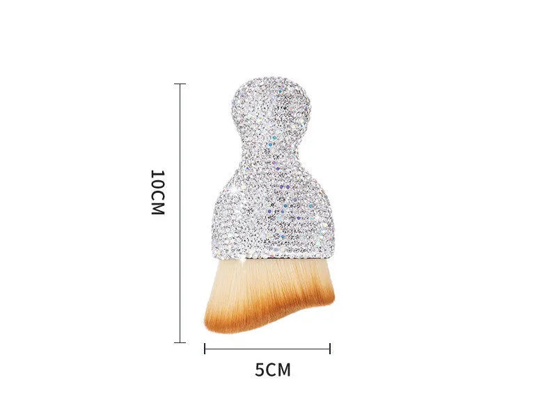 White PVC car interior cleaning brush on a car dashboard, showing its compact size and soft bristles.