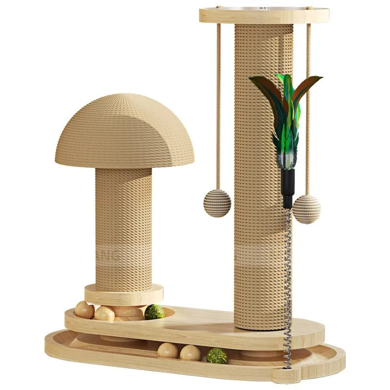 Solid wood cat turntable scratching post with rotating play surface