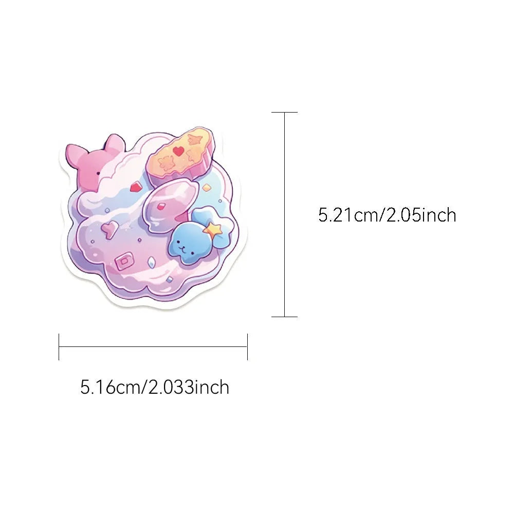 Colourful candy-themed waterproof decorative stickers in various 4-7cm sizes for journal decoration