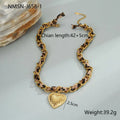 Geometric leopard love pendant stainless steel necklace with chain