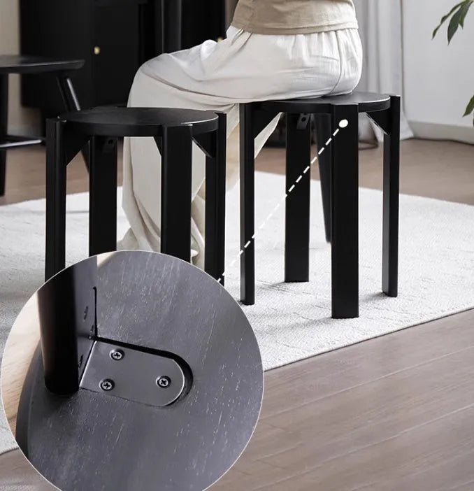 Stackable round iron dining stool with metal frame in modern simple style