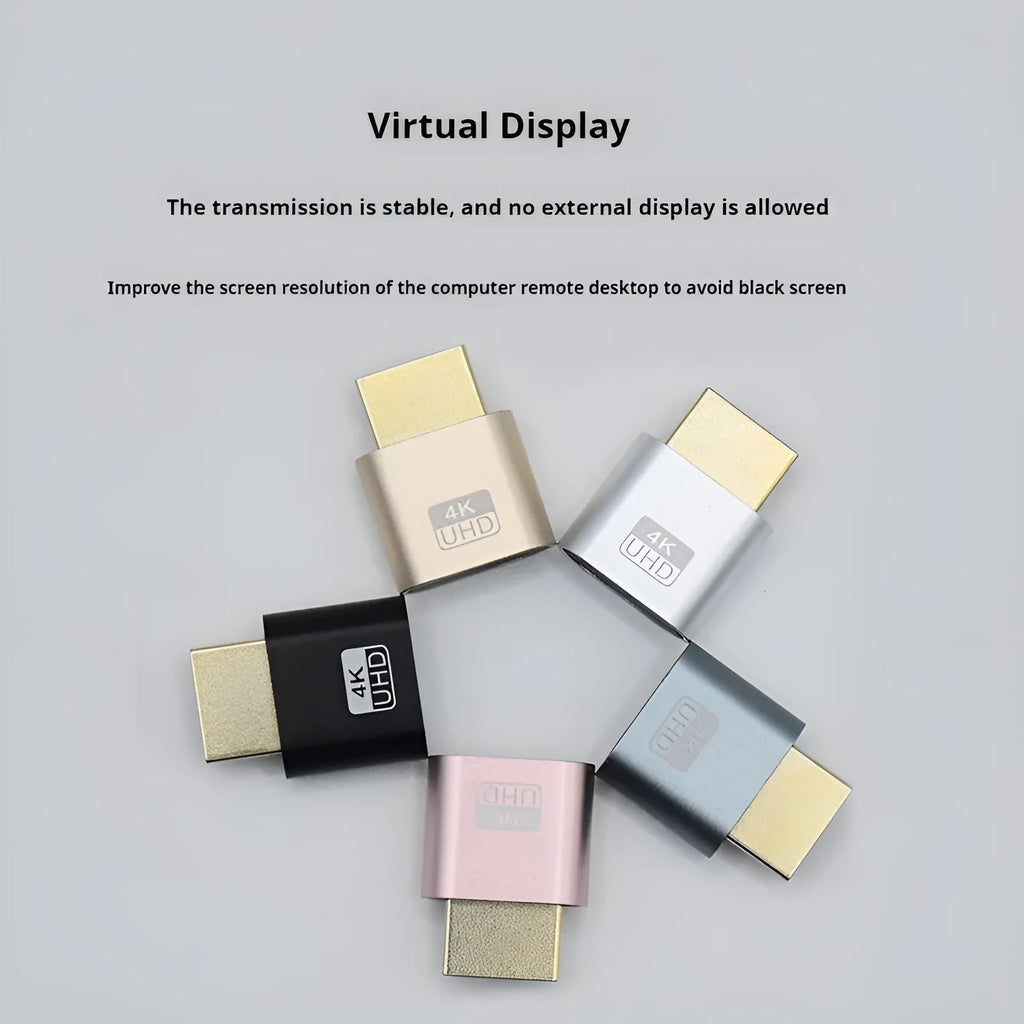Graphics card HDMI virtual display dongle in metallic finish with 26.5mm length