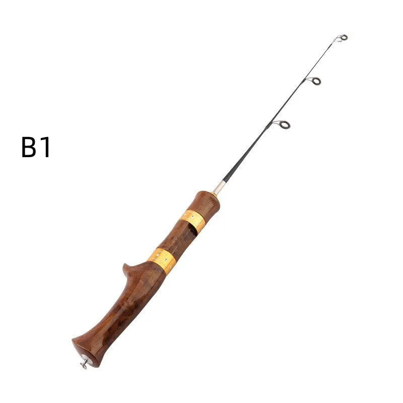 FRP ice fishing pole with comfortable grip, 40cm length, straight handle
