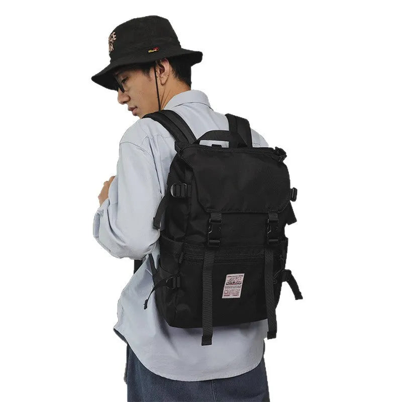 Waterproof flip computer bag with contrast colour design, 16-inch capacity, urban simple style, black colour