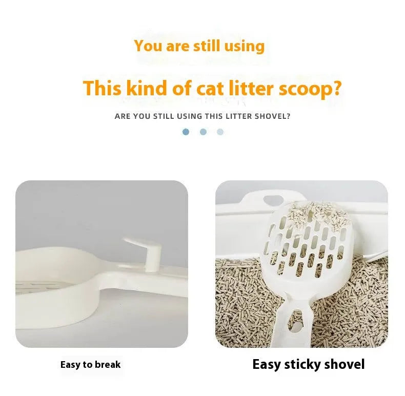 Black metal cat litter scoop with 0.8cm gap spacing between tines