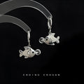 Pair of bubble fish original design goldfish earrings in electroplated copper for women.