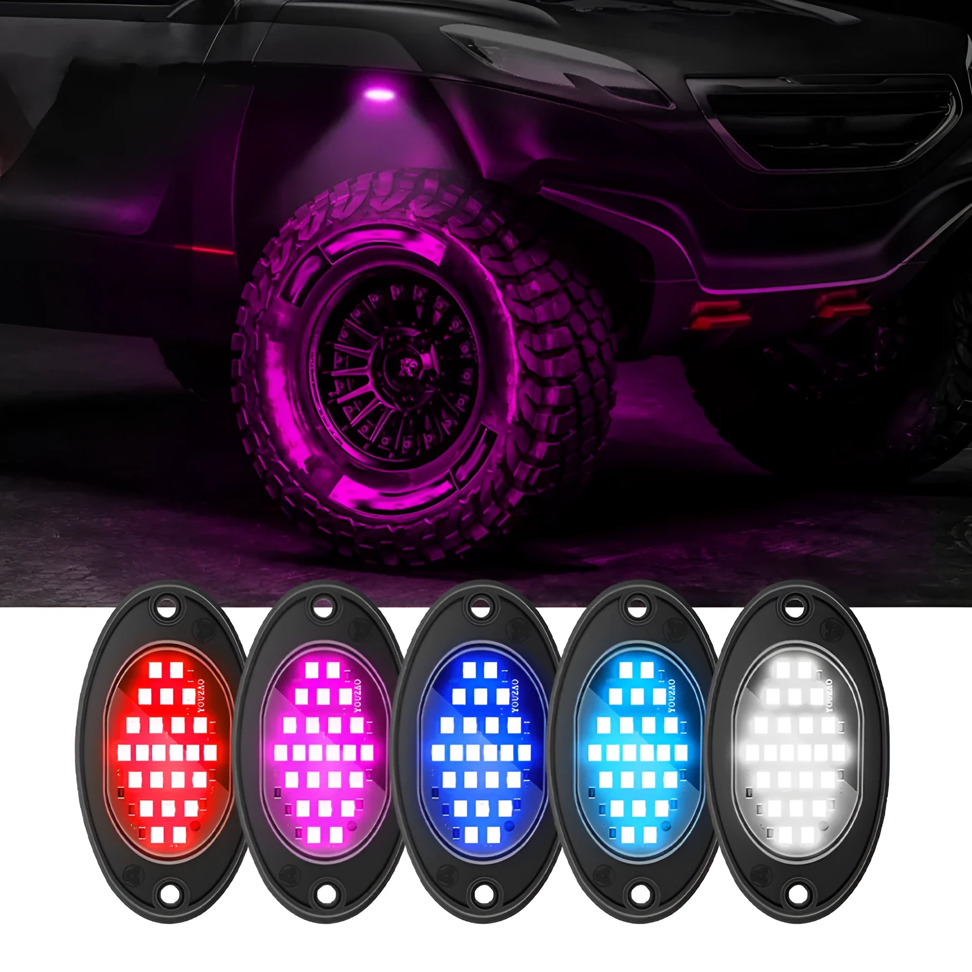 12V car LED chassis ambience light with ABS housing in blue colour option for universal vehicle fit