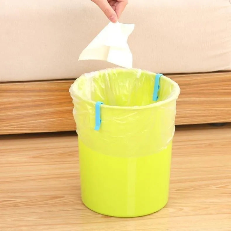 Ten white PP plastic garbage bag fixing clips for securing liners to bin rims