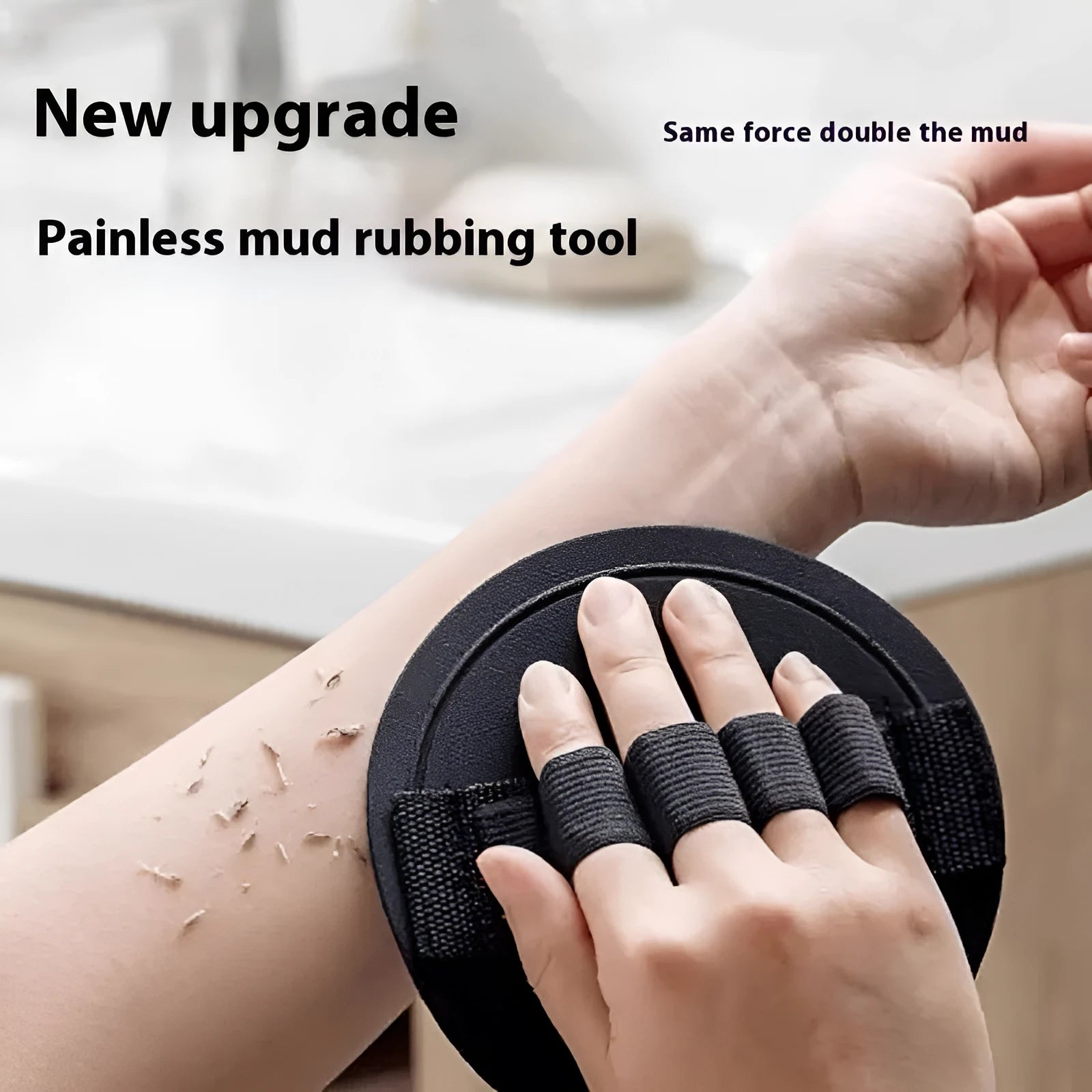 Rubber finger-style bath towel in round cake design for handheld washing