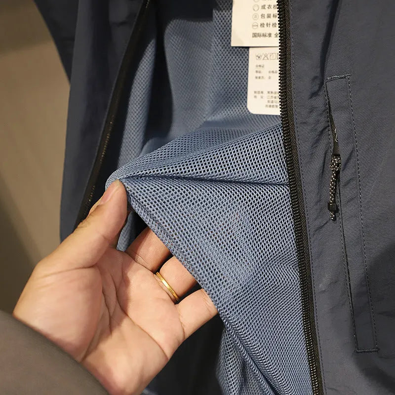 Men's solid colour nylon vest cardigan with side seam pockets in straight-cut design