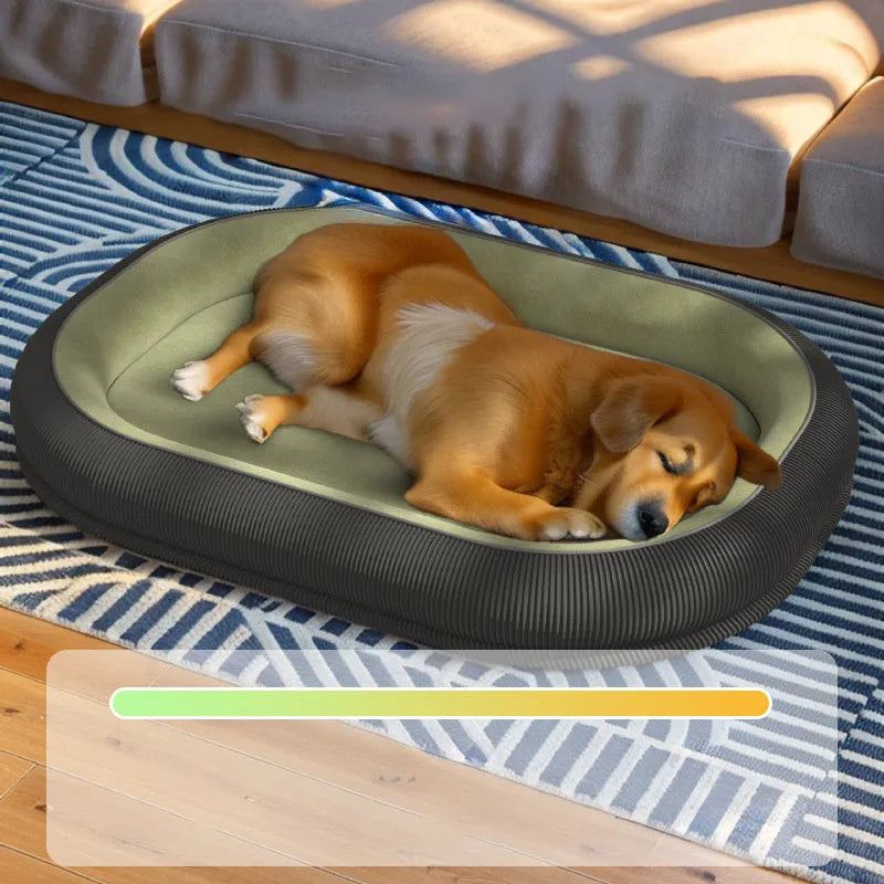 Corduroy and fleece disassemblable dog kennel bed in Gray for medium to large dogs