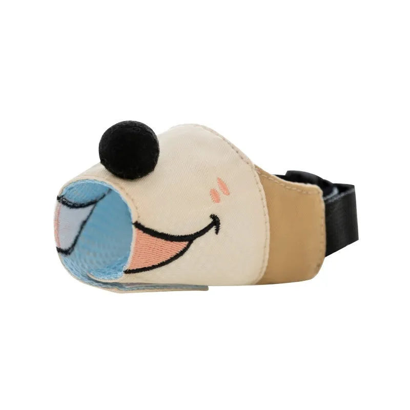 Canvas dog muzzle anti-bite product in Ollie Brown Bear or Bondi Blue Shark colours