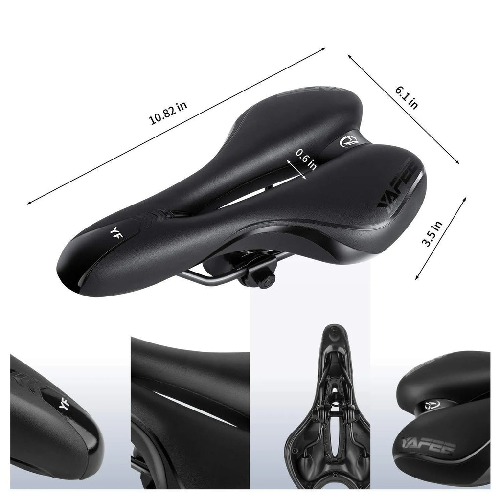 Mountain bike hollow breathable saddle seat cushion 280x160mm polyurethane with steel bow black and red colour