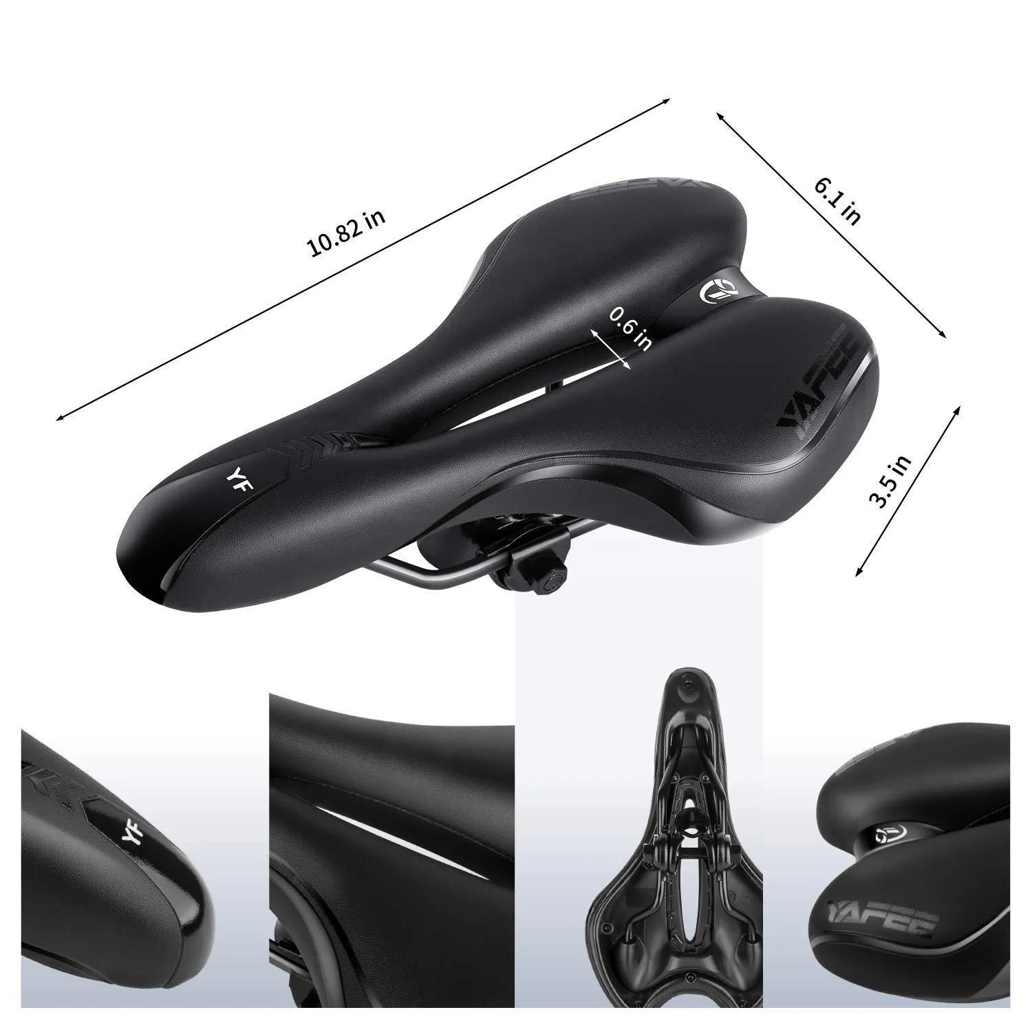 Mountain bike hollow breathable saddle seat cushion 280x160mm polyurethane with steel bow black and red colour
