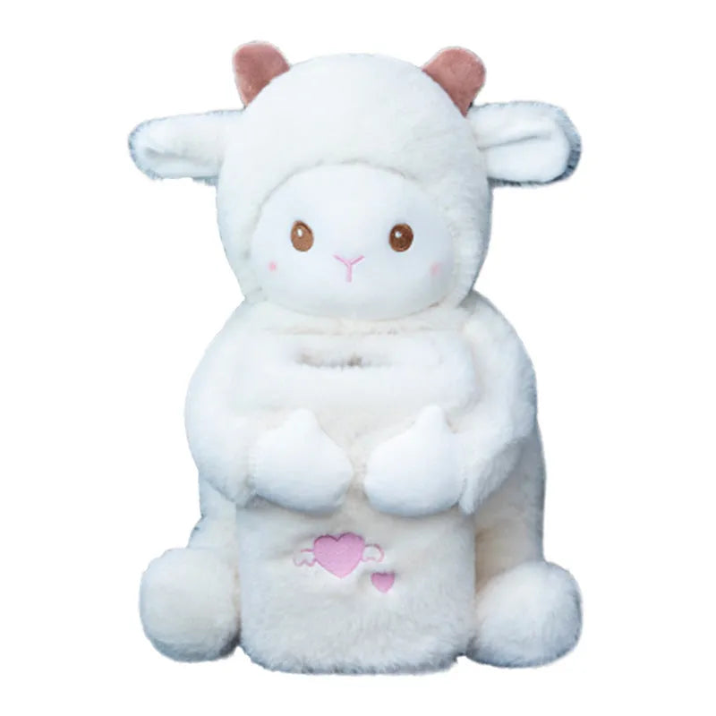 Plush multifunctional car tissue box in monkey design for armrest, 30x27cm