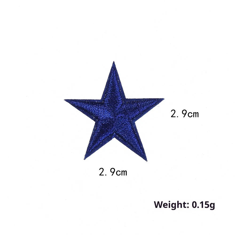Colourful five-pointed star cloth embroidery stickers for DIY fabric decoration