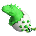 Blue dinosaur dog chew toy with rope attached, showing textured surface with dental nubs