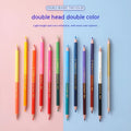 Wooden colour pencil set with double-headed brushes in organised colour selection