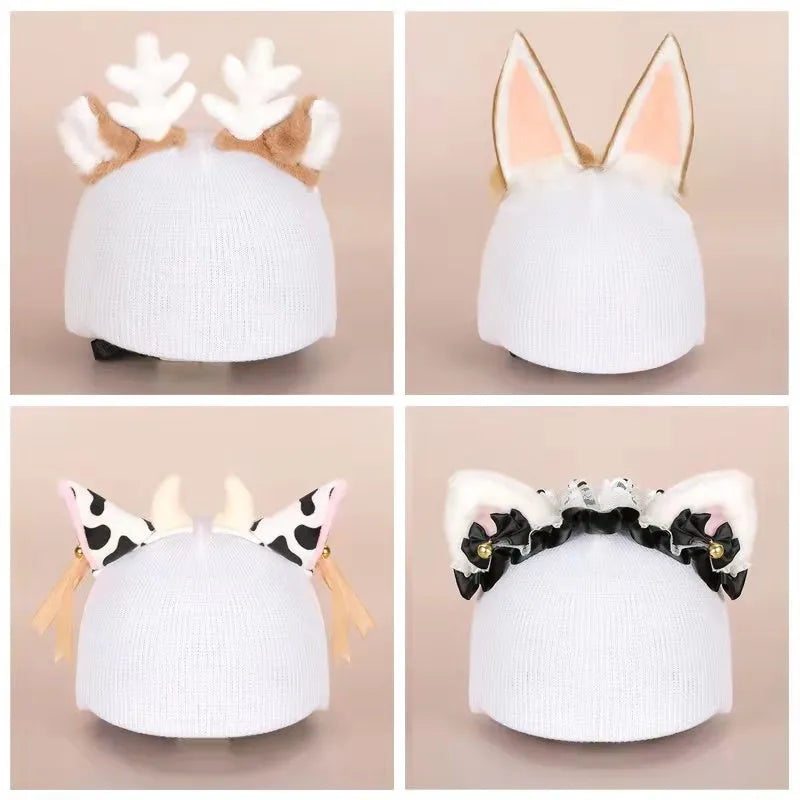 Plush ski helmet decoration with cartoon design in various colour options