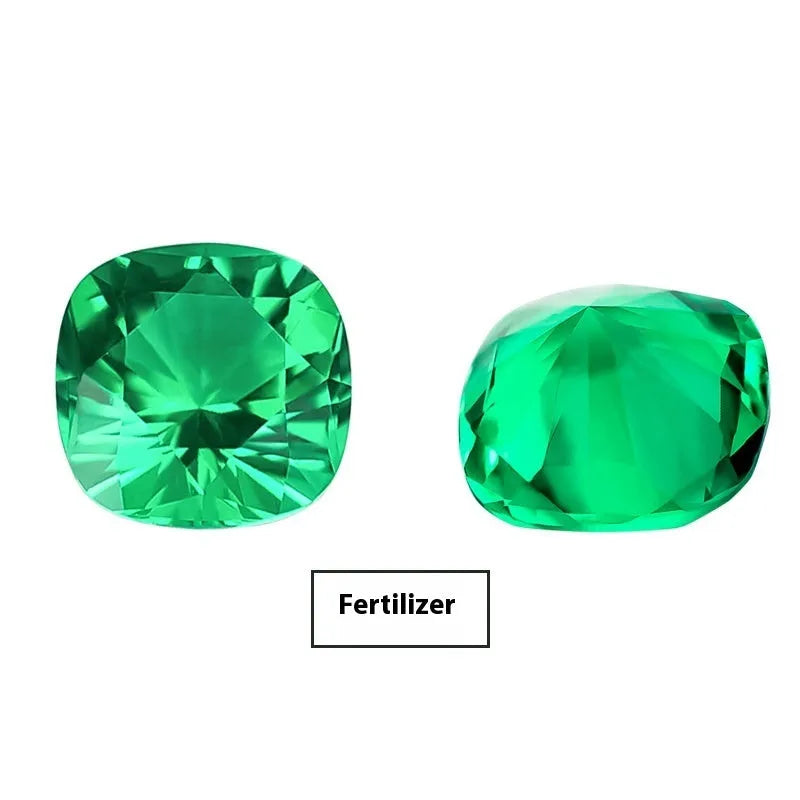 Loose cultivated emerald gemstone in Columbia green treasure colour on a white background.