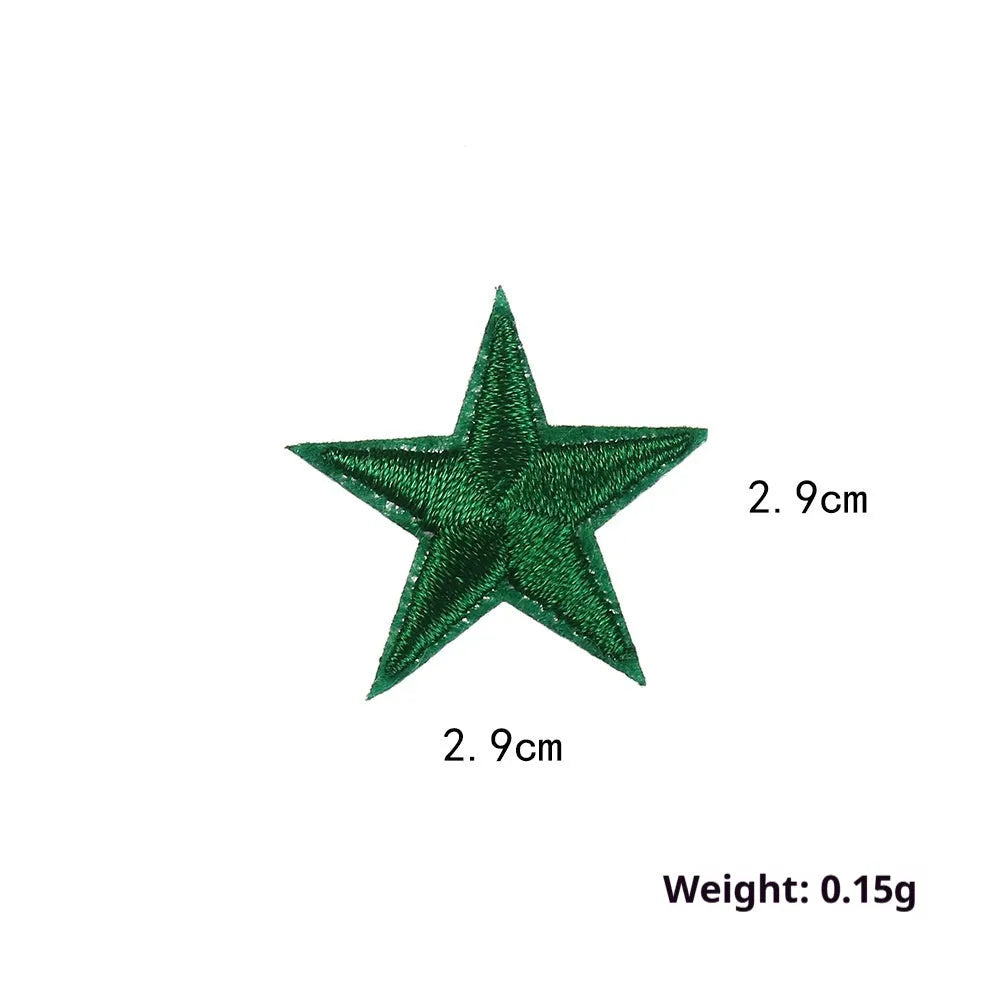 Colourful five-pointed star cloth embroidery stickers for DIY fabric decoration
