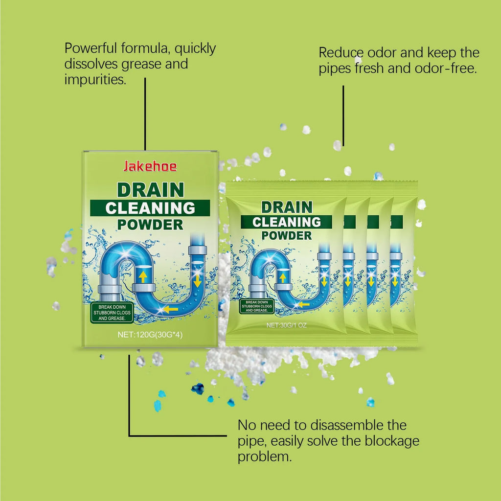A 120g bottle of drain cleaning powder for unblocking sinks.