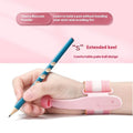 Blue Anti-hook Holder Pen Control Corrector, a wrist brace and pencil grip for children's handwriting.