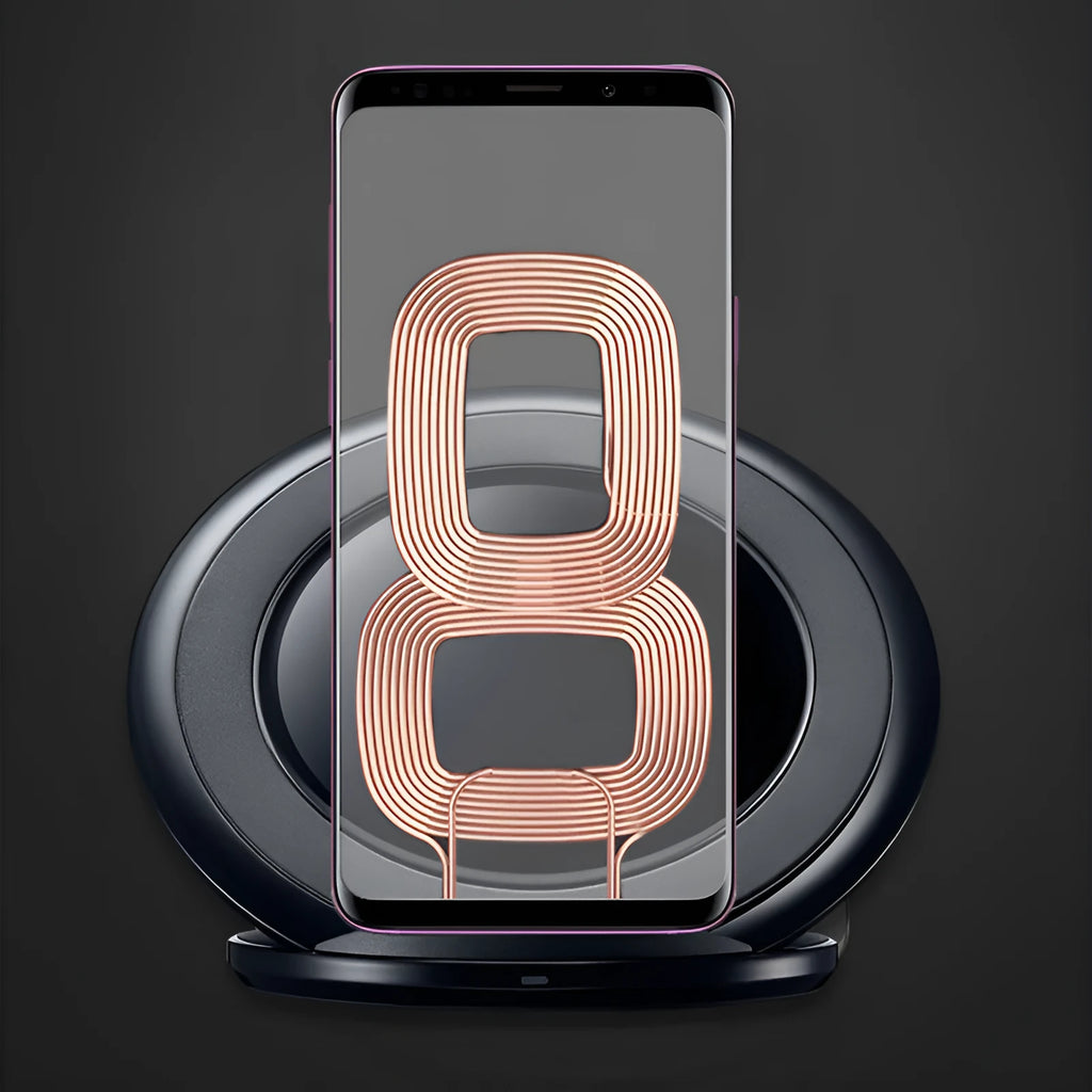 Black and white Qi wireless fast charging pad for Samsung Galaxy Note Edge with LED indicator.