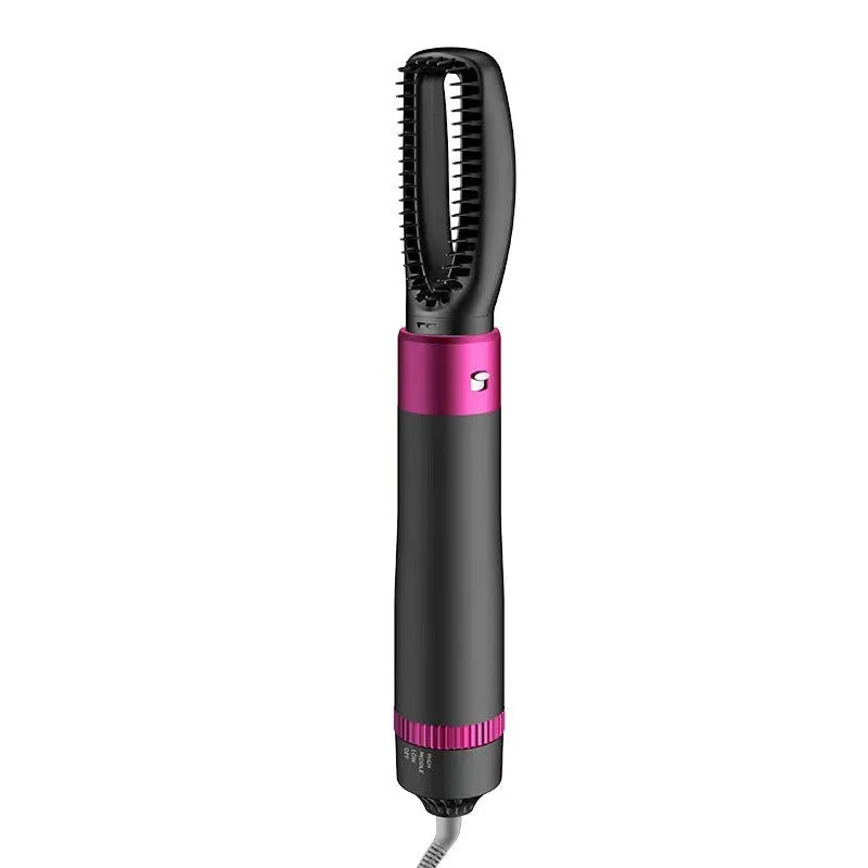 Dyson grey 5-in-1 hair dryer brush styling tool with hollow, nozzle, straight, and curly brush attachments