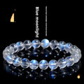 Natural cream body blue moonlight crystal bracelet with smooth ground beads in unisex simple design