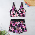 Women's two-piece printed boxer swimsuit in polyester with sleeveless top and briefs bottom