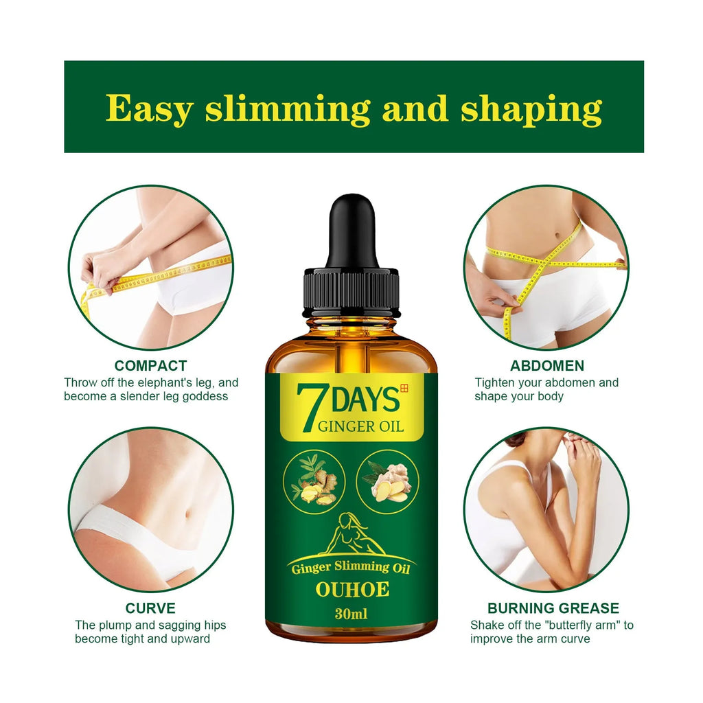 30ml bottle of ginger body shaping essential oil for thigh firming and muscle slimming