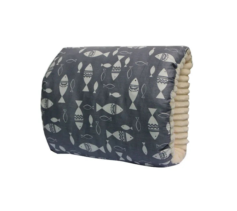 Baby cotton nursing arm pillow with forearm support, blue triangle design, 25x23cm