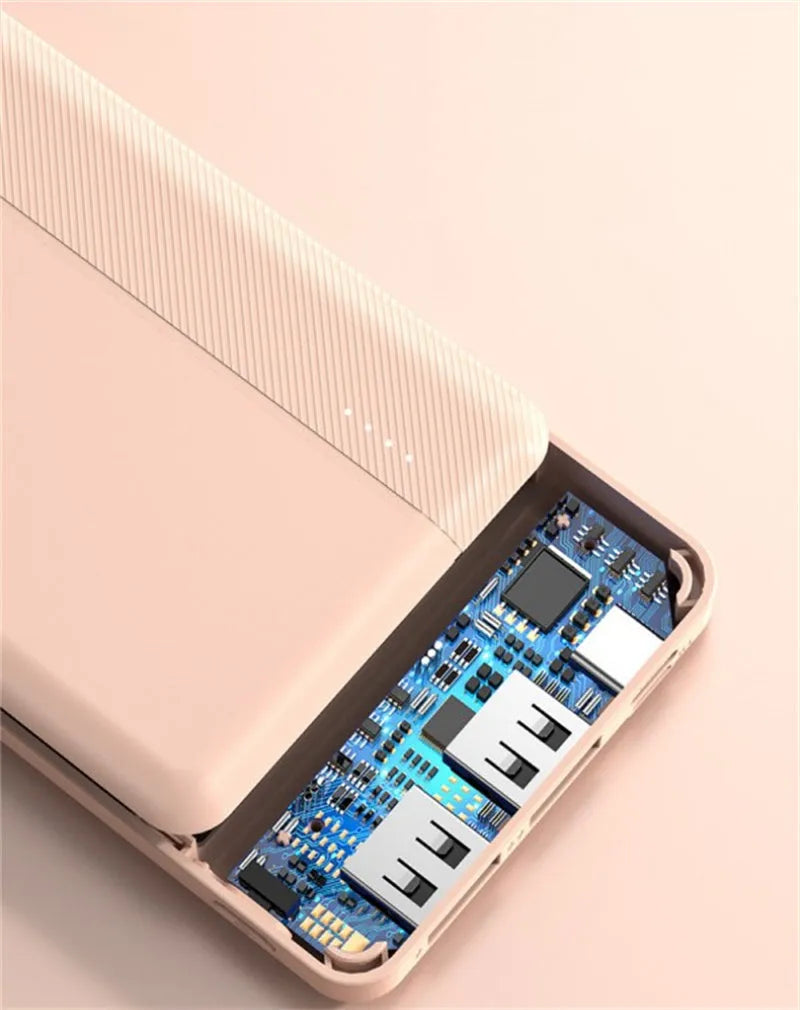 20000mAh portable power bank in black with USB ports
