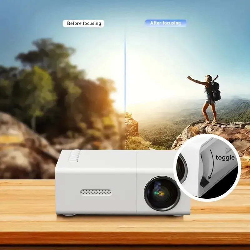 M100 mini LED projector in black or white with remote control and 100-inch projection capability
