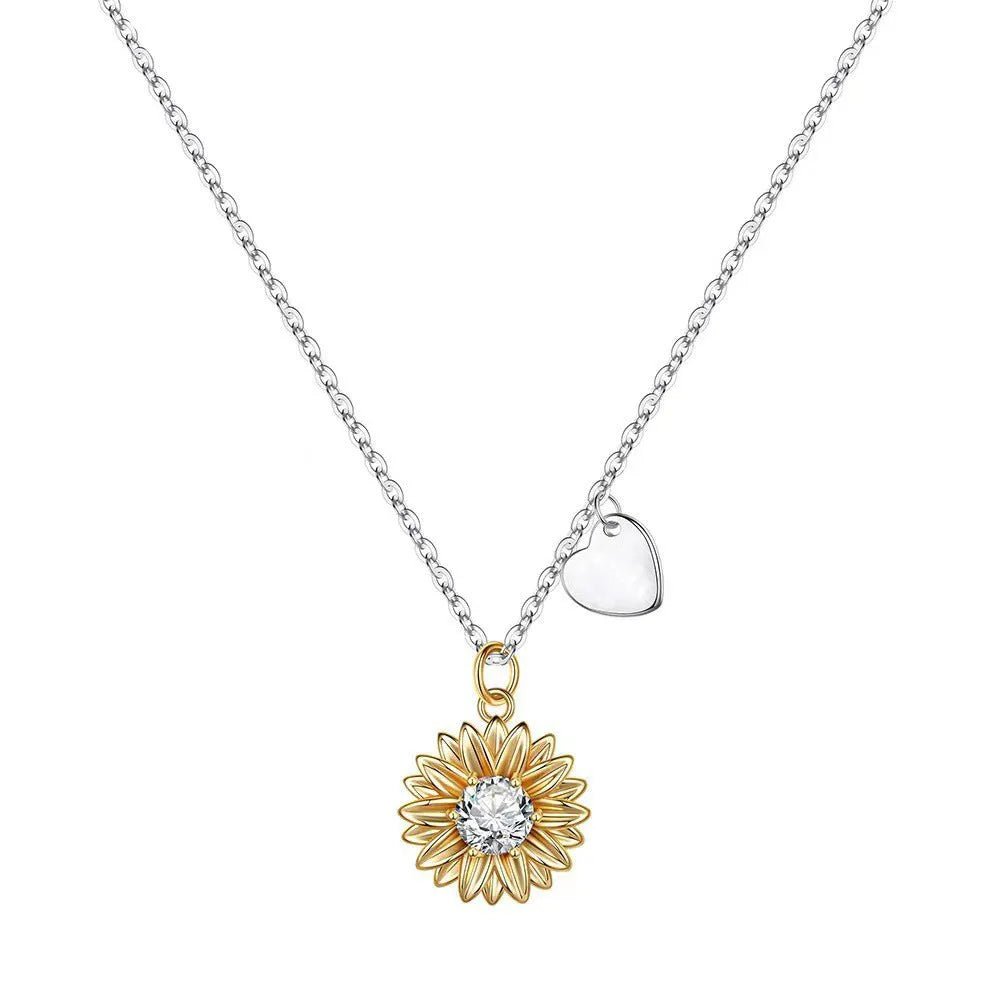925 silver sunflower necklace with daisy petal design on adjustable 21-50cm chain