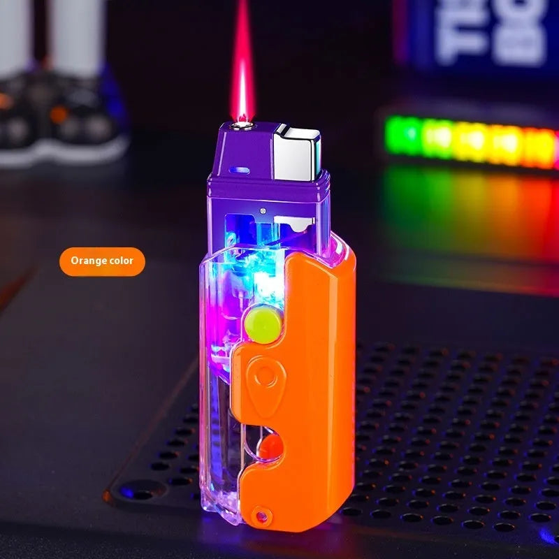Colourful plastic radish lighter in orange, purple or green with wind-resistant functionality