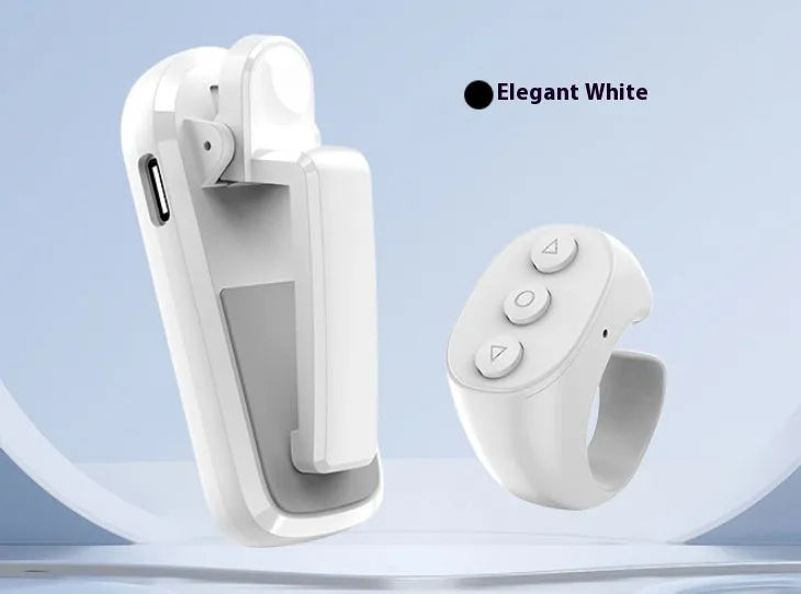 Wireless page turner remote with clicker in black, white, or pink ABS plastic housing