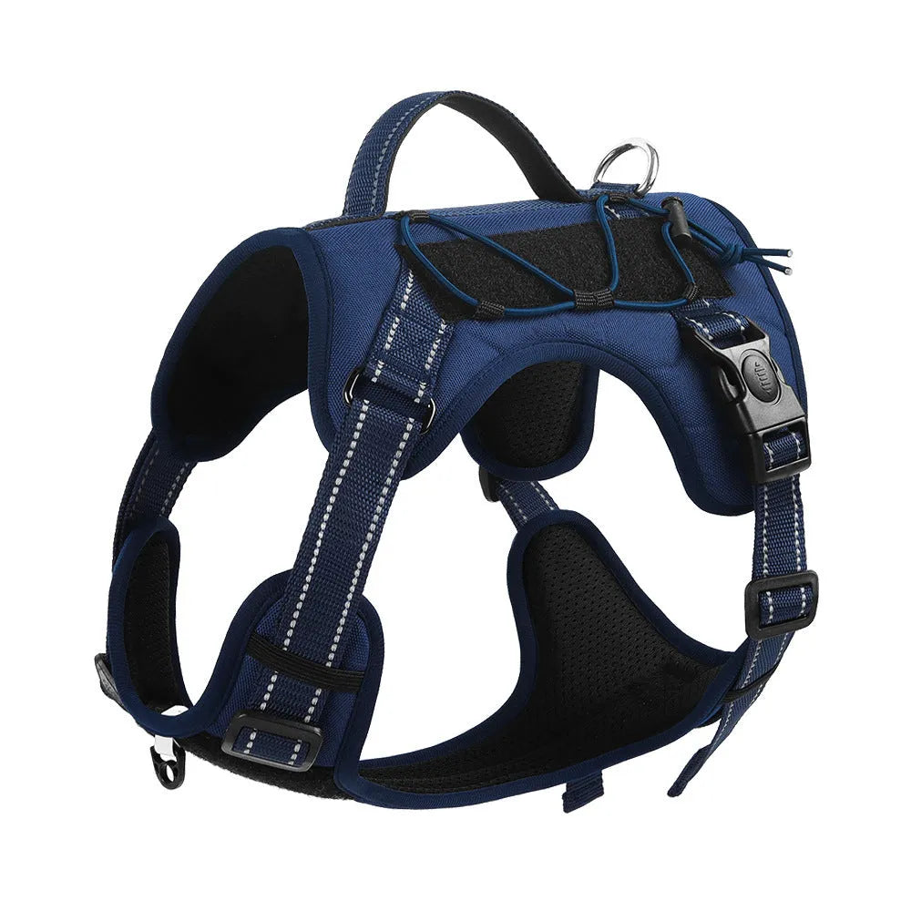 Reflective dog harness and lead set with hand-holding rope in multiple colour options