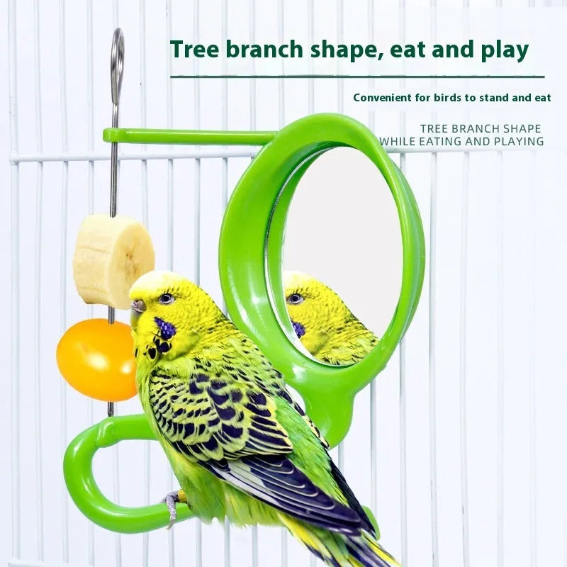Parrot plastic solid color feeder with blue egg holder attachment for birds