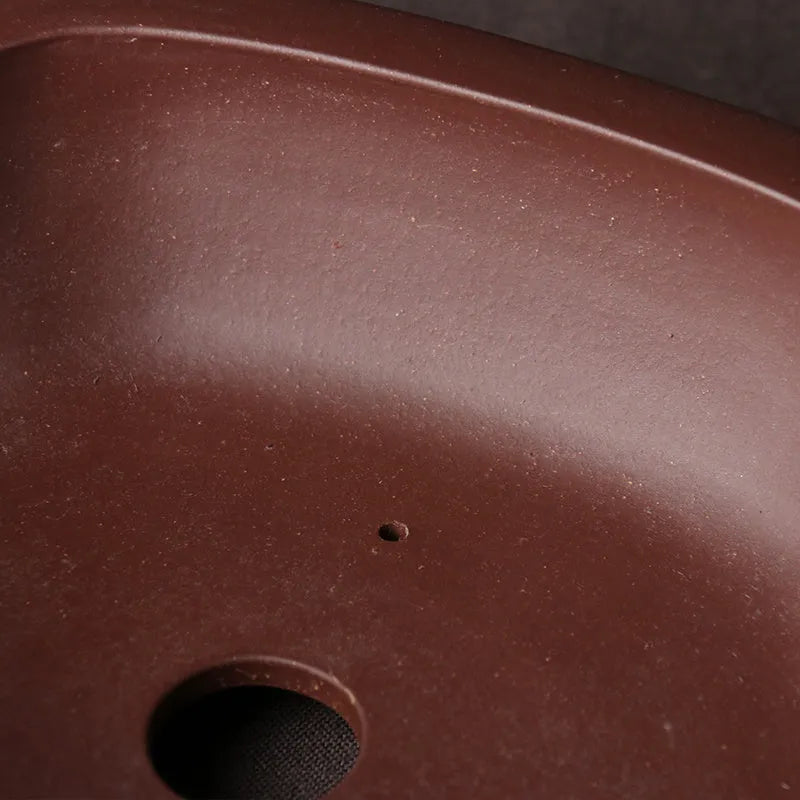 Handmade purple clay ceramic bonsai basin in classical Chinese style.