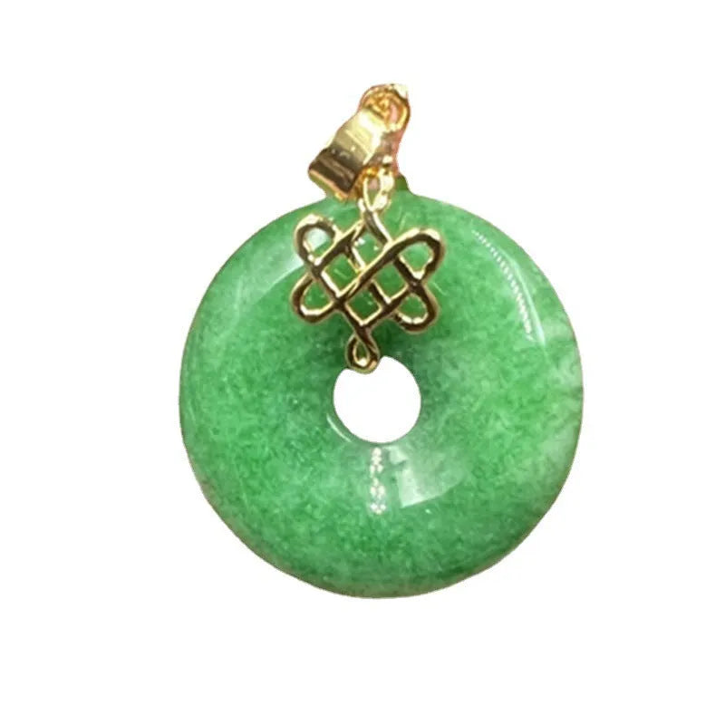 Dry green jade coin buckle pendant, 25mm, Chinese style, isolated on white background