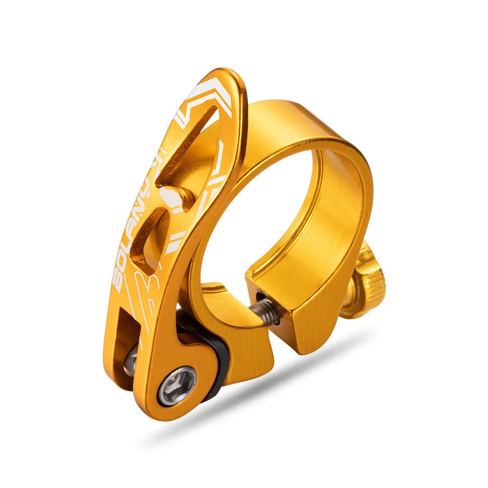 Aluminium alloy bicycle seat tube clamp in black, red, gold, or blue for 31.8mm or 34.9mm frames