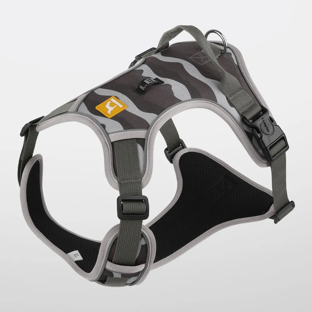 Reflective dog harness with dual attachment points in oxford cloth fabric